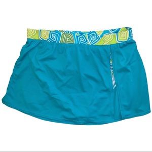 Amoena Teal Blue & Green Slit Swim Skirt